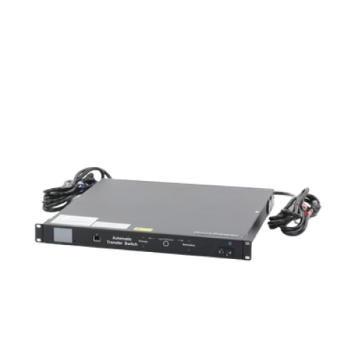 PDU Monitoreable de Transferencia Automática ATS (Fuente Redundante), Con 10 Salidas 5-15R, Enchufes de Entrada NEMA 5-15P, Instalación Horizontal de 19in, 1UR, 15 Amp, 120 Vca 