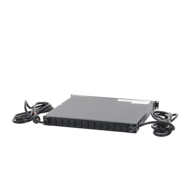PDU Monitoreable de Transferencia Automática ATS (Fuente Redundante), Con 10 Salidas 5-15R,   Enchufes de Entrada L5-20P, Instalación Horizontal de 19in, 1UR, 20 Amp, 120 Vca 