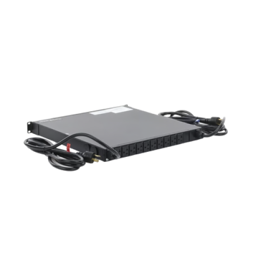 PDU Monitoreable de Transferencia Automática ATS (Fuente Redundante), Con 10 Salidas 5-15R,   Enchufes de Entrada L5-20P, Instalación Horizontal de 19in, 1UR, 20 Amp, 120 Vca 