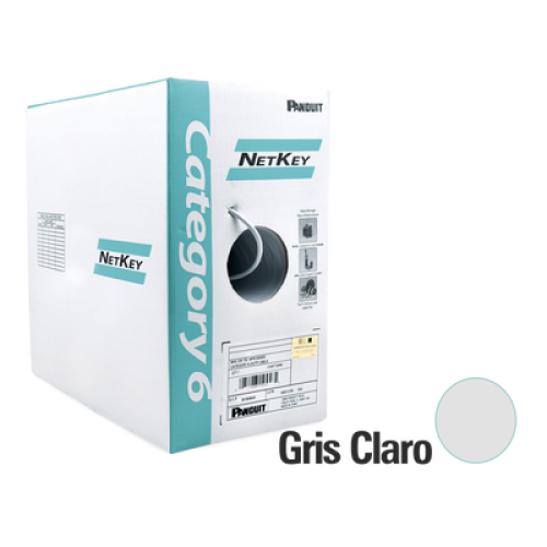 Bobina de Cable UTP de 305 Metros (1000 Pies) de Cobre, NetKey, Gris Claro, Categoría 6 (24 AWG), 1000Mbps, Riser (CMR), de 4 Pares