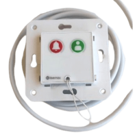 Módulo Asistencial para Hospital de Empotrar IP67 / Material ABS Antimicrobiano / Botón Cancelación / Indicador Luminoso de Alarma y Presencia / RS485 / Compatible Cajas Europeas y Americanas