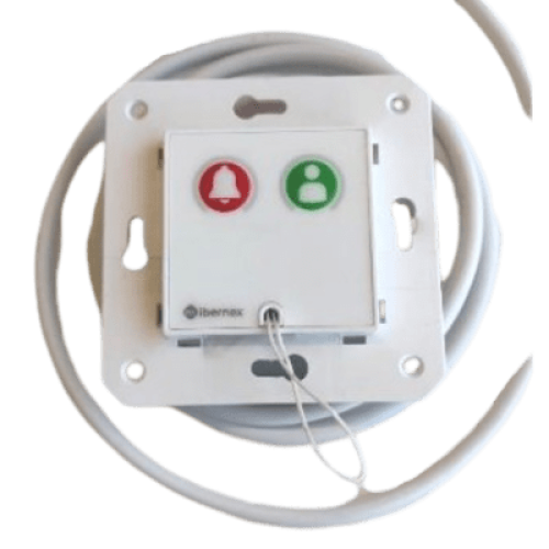 Módulo Asistencial para Hospital de Empotrar IP67 / Material ABS Antimicrobiano / Botón Cancelación / Indicador Luminoso de Alarma y Presencia / RS485 / Compatible Cajas Europeas y Americanas