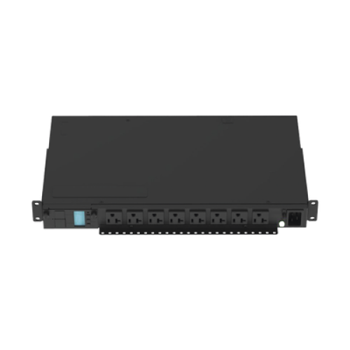 PDU Monitoreable (MI) para Distribución de Energía, Enchufe de Entrada NEMA 5-15P, Con 8 Salidas 5-20R, Horizontal 19in, 120 Vca, 15 Amp, 1UR