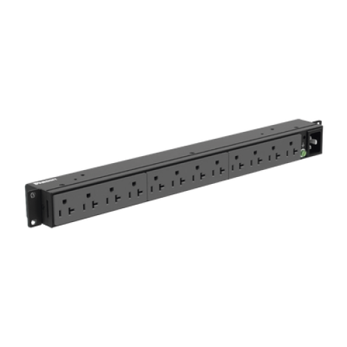 PDU Básico para Distribución de Energía, Enchufe de Entrada NEMA 5-20P, Con 12 Contactos NEMA 5-20R, Instalación Horizontal de 19in, 1UR, 20 Amp, 120 Vca