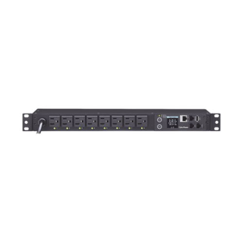 PDU Switchable por Toma, Para Distribución de Energía, Entrada 120 Vca NEMA 5-15P, Con 8 Salidas NEMA 5-15R, Horizontal 19in, 1UR