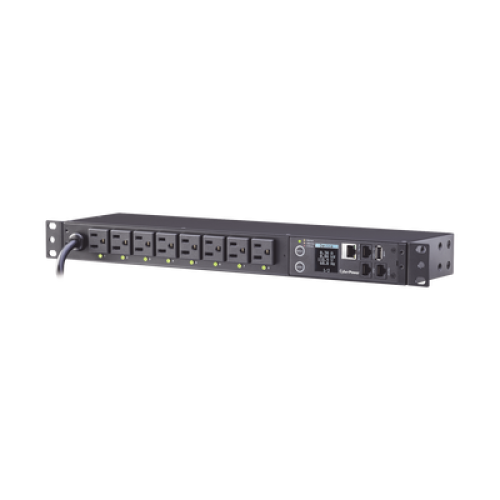 PDU Switchable por Toma, Para Distribución de Energía, Entrada 120 Vca NEMA 5-15P, Con 8 Salidas NEMA 5-15R, Horizontal 19in, 1UR