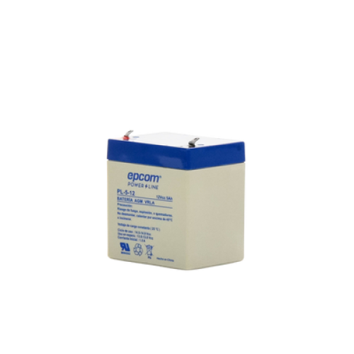 Batería 12 Vcc / 5 Ah / UL / Tecnología AGM-VRLA / Para uso en equipo electrónico Alarmas de intrusión / Incendio/ Control de acceso / Video Vigilancia / Terminales F1 / Cargador recomendado CHR-80.