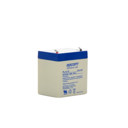 Batería 12 Vcc / 5 Ah / UL / Tecnología AGM-VRLA / Para uso en equipo electrónico Alarmas de intrusión / Incendio/ Control de acceso / Video Vigilancia / Terminales F1 / Cargador recomendado CHR-80.