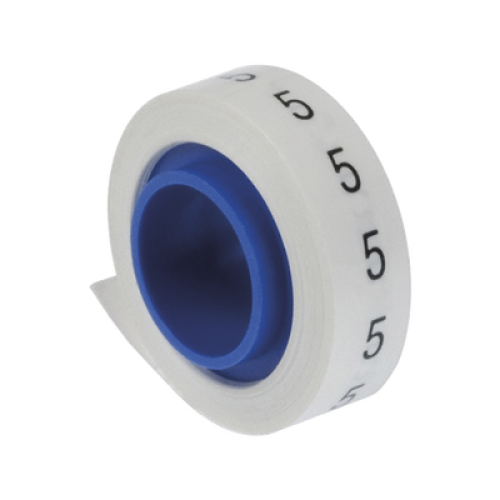 Rollo de Etiquetas Marcadoras, Pre-Impresos con el Número 5, de 2.4 Metros (7.87 Pies), Color Blanco