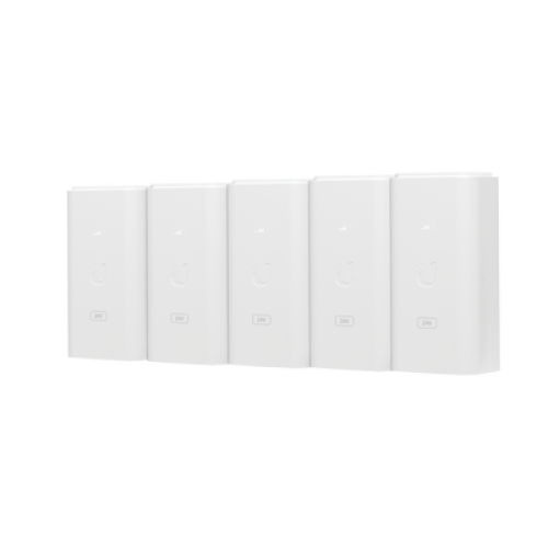 5 Unidades del Adaptador PoE Ubiquiti de 24 VDC, 0.5 A con puerto Gigabit, color blanco