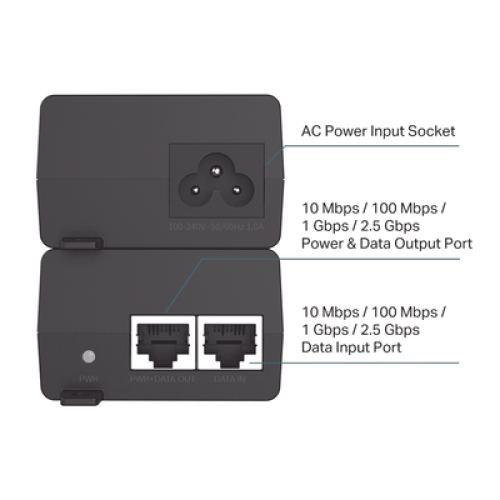 Inyector PoE+ (30W) / Gigabit 802.3 af/at / 2 puertos 10/100/1000 Mbps / Plug and Play / Fuente alimientación Integrada Inyector PoE+ (30W) / Gigabit 802.3 af/at / 2 puertos 10/100/1000 Mbps / Plug and Play / Fuente alimientación Integrada