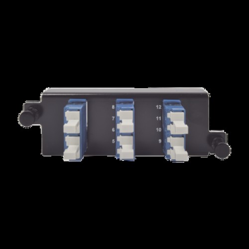 Placa Acopladora de Fibra Óptica Plug and Play, Con 6 Conectores LC Duplex (12 Fibras), Para Fibra Monomodo, Azul