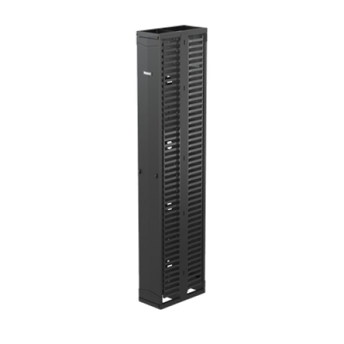 Organizador Vertical PatchRunner™, Doble (Frontal y Posterior), Para Rack Abierto de 45 Unidades, 10in de Ancho, Color Negro