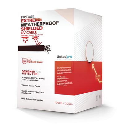 Bobina de Cable de 152 Metros (499 Pies), Cat5e, FTP, Blindado, para Intemperie, Color Negro, UL, Color Negro, para Aplicaciones en Video Vigilancia, Redes de Datos