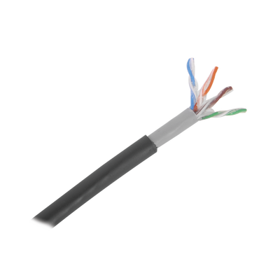 Bobina de Cable de 305 Metros (1000 Pies), Cat5E, con Gel, para Intemperie, Doble Forro Extrema Humedad, Bajo Tierra, UL, Color Negro para Aplicaciones en Video Vigilancia, y Redes de Alta Velocidad.