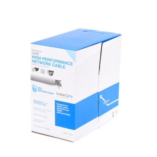 Bobina de Cable de 305 Metros (1000 Pies), Cat5e, 24 AWG, Color Gris, UL, para Aplicaciones en Videovigilancia, Redes de Datos. Uso Interior Bobina de Cable de 305 Metros (1000 Pies), Cat5e, 24 AWG, Color Gris, UL, para Aplicaciones en Videovigilancia, Redes de Datos. Uso Interior