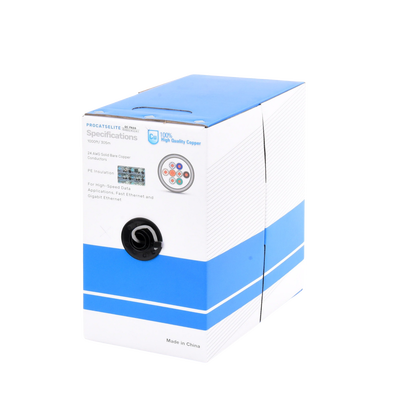 Bobina de Cable de 305 Metros (1000 Pies), Cat5e, 24 AWG, Color Gris, UL, para Aplicaciones en Videovigilancia, Redes de Datos. Uso Interior