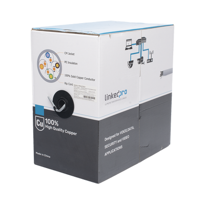 Bobina de Cable de 305 Metros (1000 Pies), Cat5e, Alto Desempeño, de Color Gris, UL, para Aplicaciones en Video Vigilancia, Redes de Datos. Uso Interior