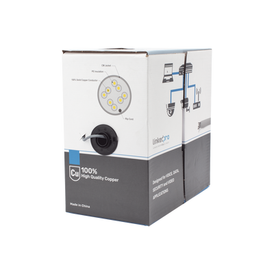 Bobina de Cable de 305 Metros (1000 Pies), Cat5e, Alto Desempeño, de Color Gris, UL, para Aplicaciones en Video Vigilancia, Redes de Datos. Uso Interior