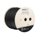 Bobina de Cable FTP con Mensajero de Acero de 305 Metros (1000 Pies) Cat6+ Calibre 23, Color Negro, para Aplicaciones en Video Vigilancia y Redes de Datos / Uso en Intemperie y Aplicaciones Aéreas