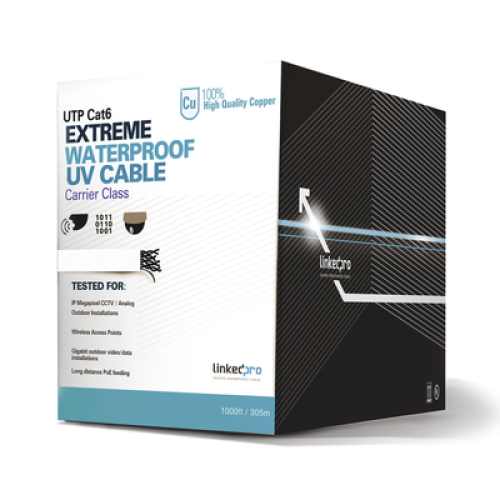 Bobina de Cable UTP Cat6 para Exterior en Color Blanco / 305 Metros (1000 Pies) / Certificada UL / Sin Blindaje Bobina de Cable UTP Cat6 para Exterior en Color Blanco / 305 Metros (1000 Pies) / Certificada UL / Sin Blindaje