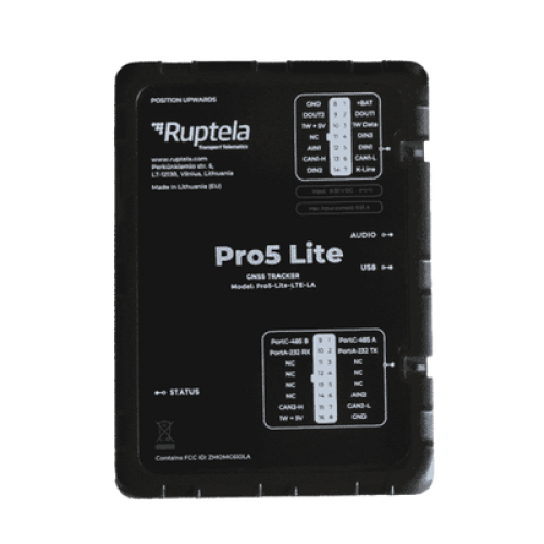 Tracker GPS Pro5 Lite / LTE CAT1 bis (4G), GSM (2G) / Lectura de Datos CAN / Monitoreo de Audio, Temperatura y Combustible / Pequeño con Nano SIM / Conectividad BLE / Protección Avanzada Tracker GPS Pro5 Lite / LTE CAT1 bis (4G), GSM (2G) / Lectura de Datos CAN / Monitoreo de Audio, Temperatura y Combustible / Pequeño con Nano SIM / Conectividad BLE / Protección Avanzada