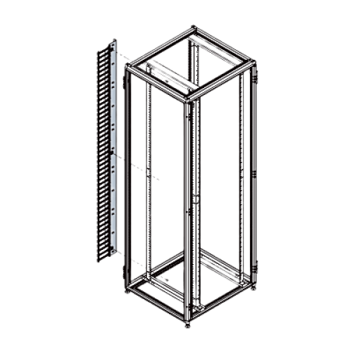 Organizador Vertical de Cables Rack 45 UR / Acero Negro / Sección 95x208 mm / Capacidad 726 Cables / Fijación Flecha 1.75 pulg