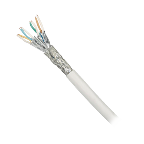 Bobina de Cable Blindado S/FTP de 4 Pares, Cat7, Inmune a Ruido e Interferencias, LSZH (Bajo Humo, Cero Halógenos), Color Blanco, Bobina de 500 Metros (1640 Pies)