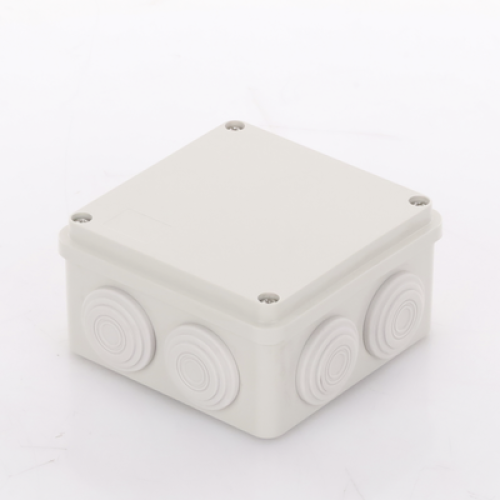 Caja Derivación-Conexión de Plástico (100 X 100 X 54 mm) con 7 Glándulas de Goma. Para Instalaciones Comerciales, Residenciales e Industriales. Incluye Tornillería para su Tapa. 
