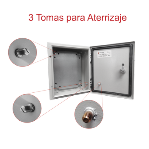 Gabinete de Acero IP66 Uso en Intemperie (400 x 400 x 200 mm) con Placa Trasera Interior de Metal y Compuerta Inferior Atornillable (Incluye Chapa y Llave T).