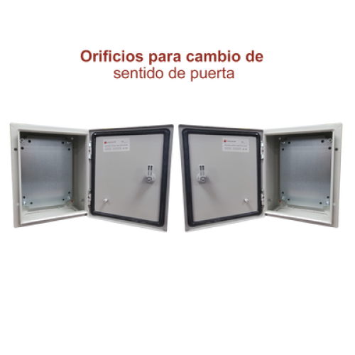 Gabinete de Acero IP66 Uso en Intemperie (400 x 400 x 200 mm) con Placa Trasera Interior de Metal y Compuerta Inferior Atornillable (Incluye Chapa y Llave T).
