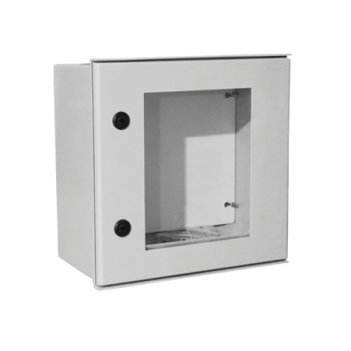 Gabinete de Poliéster IP65 Puerta Transparente, Uso en Intemperie (400 x 400 x 200 mm) con Placa Trasera Interior de Plástico (Incluye Chapa y Llave).