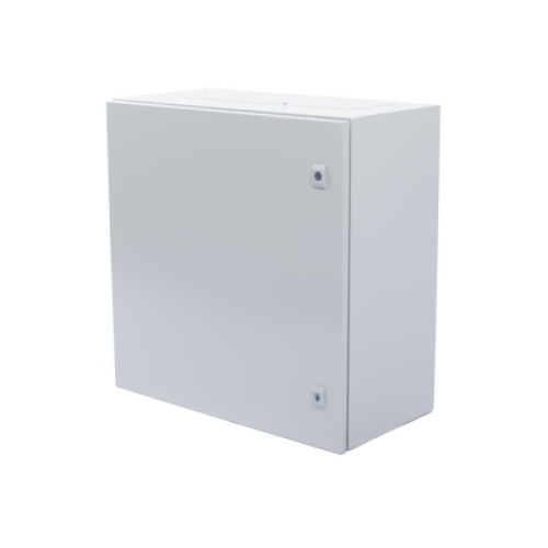 Gabinete de Acero IP66 Uso en Intemperie (600 x 600 x 300 mm) con Placa Trasera Interior Metálica y Compuerta Inferior Atornillable (Incluye Chapa y Llave T).