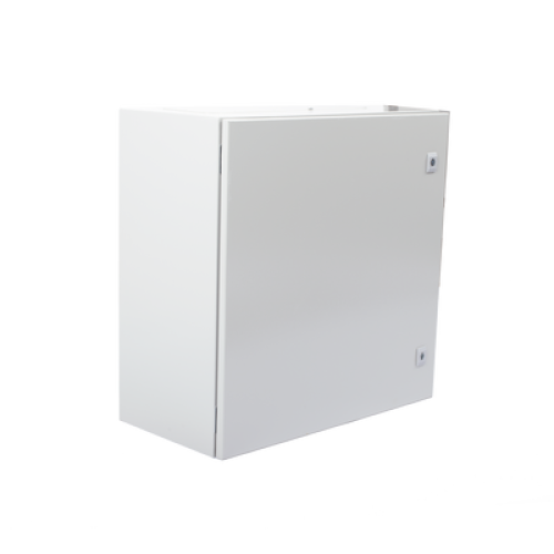 Gabinete de Acero IP66 Uso en Intemperie (600 x 600 x 300 mm) con Placa Trasera Interior Metálica y Compuerta Inferior Atornillable (Incluye Chapa y Llave T).