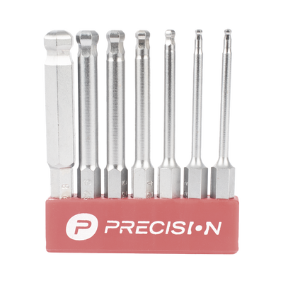Juego de 7 Puntas Hexagonales / Allen, Milimétricas con Cabeza Redonda  para Destornillador de entrada Hexagonal de 1/4