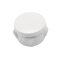 Caja Derivación-Conexión de Plástico Circular con 4 Glándulas de Goma (70 diámetro X 48 alto mm). Para Instalaciones Comerciales,  Residenciales e Industriales. Cerrado a Presión. 