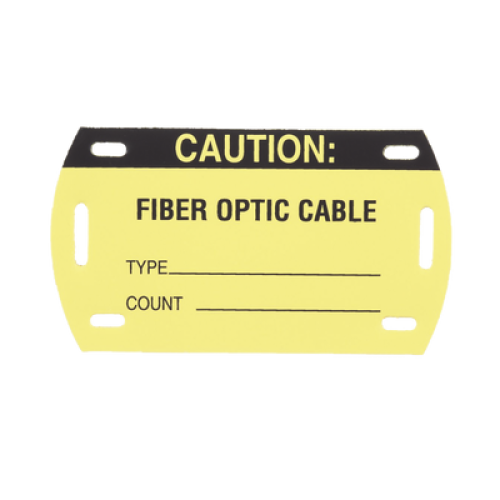Kit de 5 Etiquetas Autolaminadas para Fibra Óptica, Para Uso Interior/Exterior, Dimensiones de 90.42 x 52.32 mm (3.56 x 2.06 pulgadas), Color Negro con Amarillo