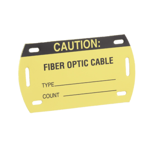 Kit de 5 Etiquetas Autolaminadas para Fibra Óptica, Para Uso Interior/Exterior, Dimensiones de 90.42 x 52.32 mm (3.56 x 2.06 pulgadas), Color Negro con Amarillo