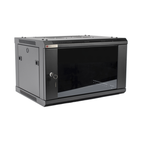 Gabinete PRECISION, Con Puerta de Cristal Templado, de 19in, 6UR, 450mm de Profundidad, Color Negro