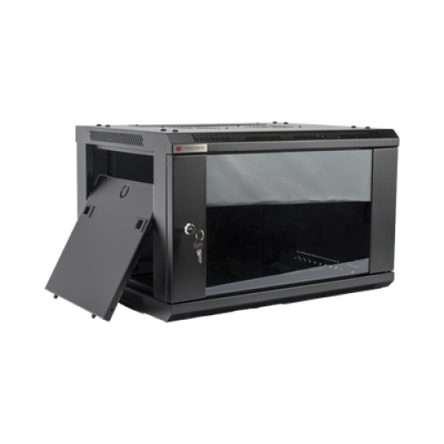 Gabinete PRECISION, Con Puerta de Cristal Templado, de 19in, 6UR, 450mm de Profundidad, Color Negro