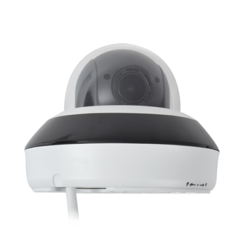 Mini Domo PTZ IP 4 Megapixel / 4X Zoom / H.265+ / 20 mts IR EXIR / WDR 120dB / PoE / IK10 / Exterior IP66 / Ultra Baja Iluminación / Micrófono Integrado / PoE
