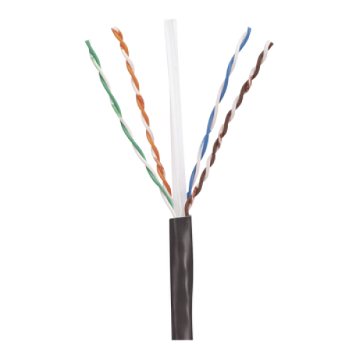 Bobina de Cable UTP de 4 Pares, PanNet, Para Exterior con Gel, Cat6 (23 AWG), Industrial para Climas Extremos, Color Negro, 305 Metros (1000 Pies)