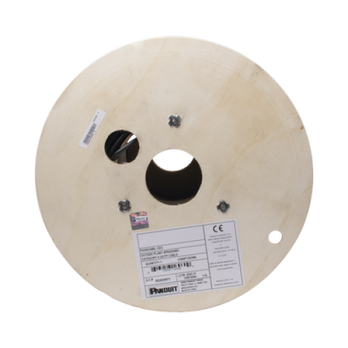 Bobina de Cable UTP de 4 Pares, PanNet, Para Exterior con Gel, Cat6 (23 AWG), Industrial para Climas Extremos, Color Negro, 305 Metros (1000 Pies)