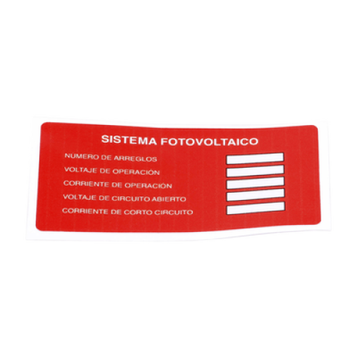 Etiqueta de Sistema fotovoltaico/ Paquete con 20 Etiqueta de Sistema fotovoltaico/ Paquete con 20