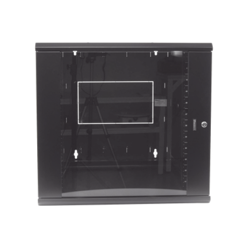 Gabinete PanZone de Montaje en Pared, de 19in, Puerta con Ventana de Seguridad, 12 UR, 762mm de Profundidad, Color Negro