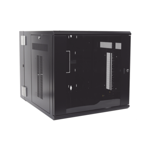 Gabinete PanZone de Montaje en Pared, de 19in, Puerta con Ventana de Seguridad, 12 UR, 762mm de Profundidad, Color Negro