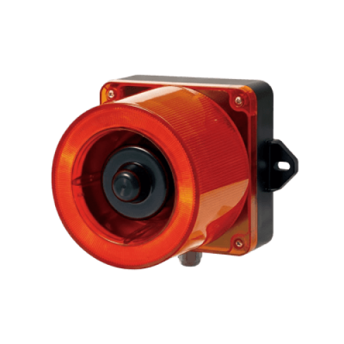 Combinacion de baliza LED color Rojo y sirena electrónica de 31 tonos resistente a la intemperie de volumen máx. 123 dB a 110-220 VCA