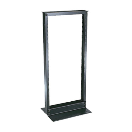 Rack de Dos Postes Estándar de 19 in, Rieles Numerados y Roscados #12-24, Fabricado en Aluminio, 24 Unidades de Rack, Color Negro