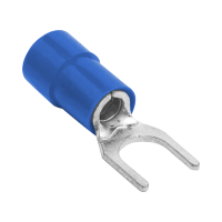 Terminal tipo horquilla ( espada ) aislada / 16 - 14 AWG / Azúl / Paquete de 25 piezas. Terminal tipo horquilla ( espada ) aislada / 16 - 14 AWG / Azúl / Paquete de 25 piezas.