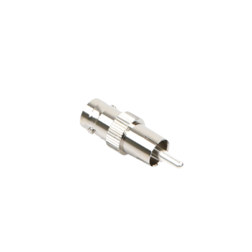 Adaptador de BNC Hembra a RCA Macho en 50 Ohm para Fono, uso en Aplicaciones de Audio-Video, Níquel/ Plata/ Delrin.